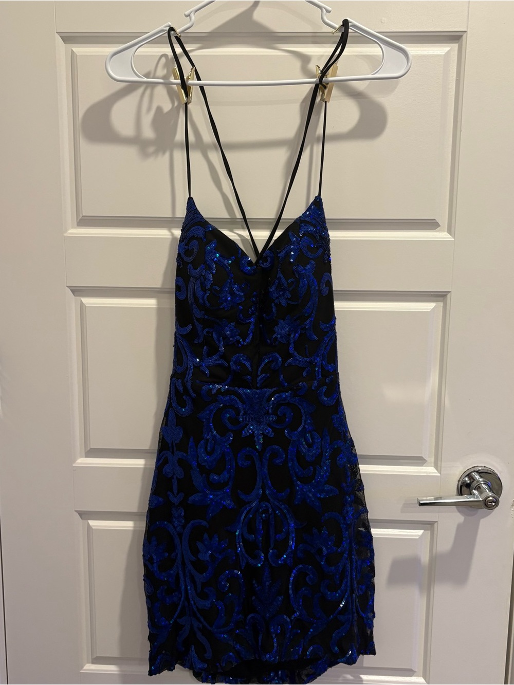 B Darlin Blue Sequin Lace Up Back Homecoming Cocktail Dress Size 12